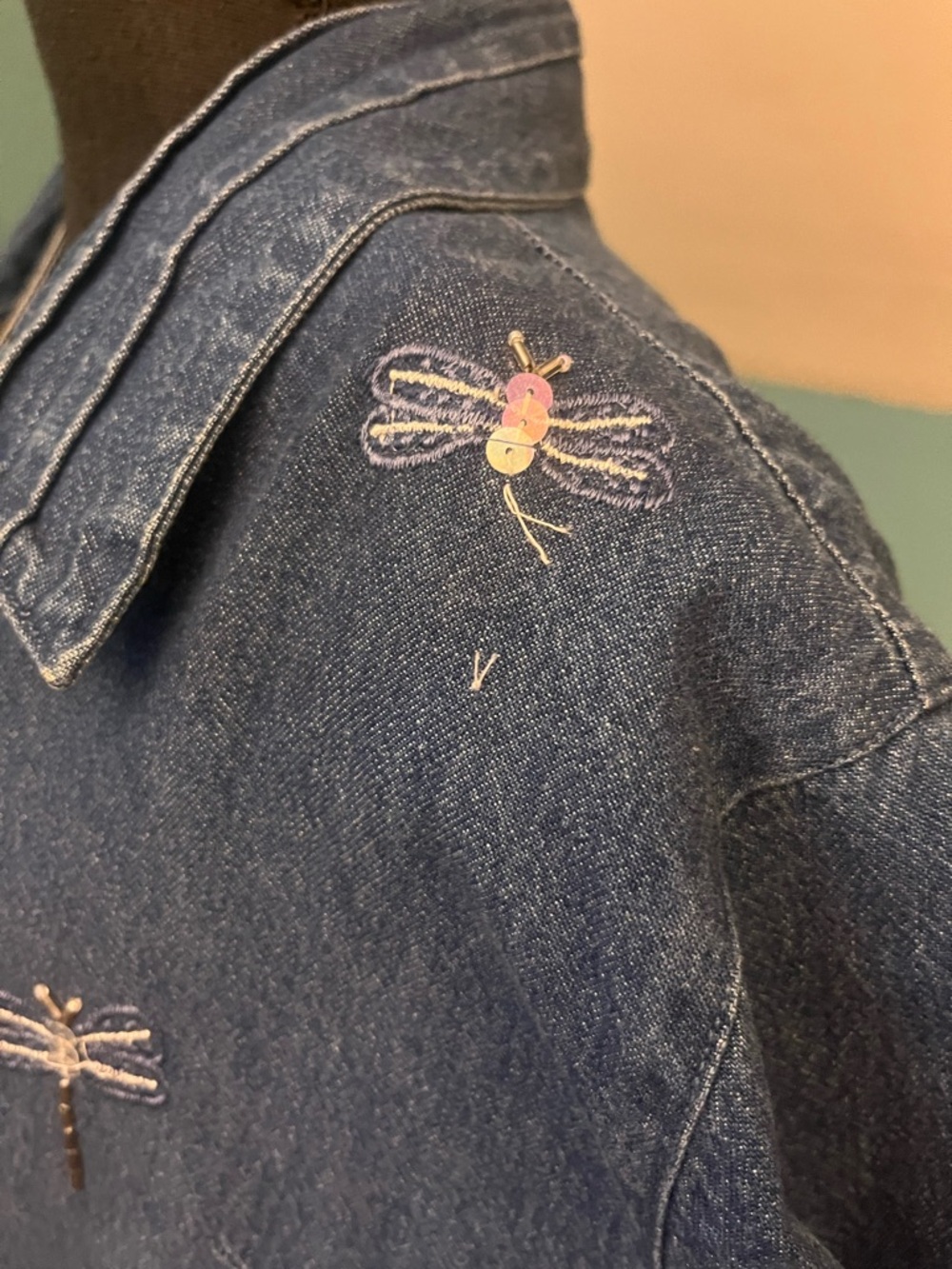 Vintage PTNY Denim Dragonfly Dress and Jacket Set Size Large - Picture 6 of 12